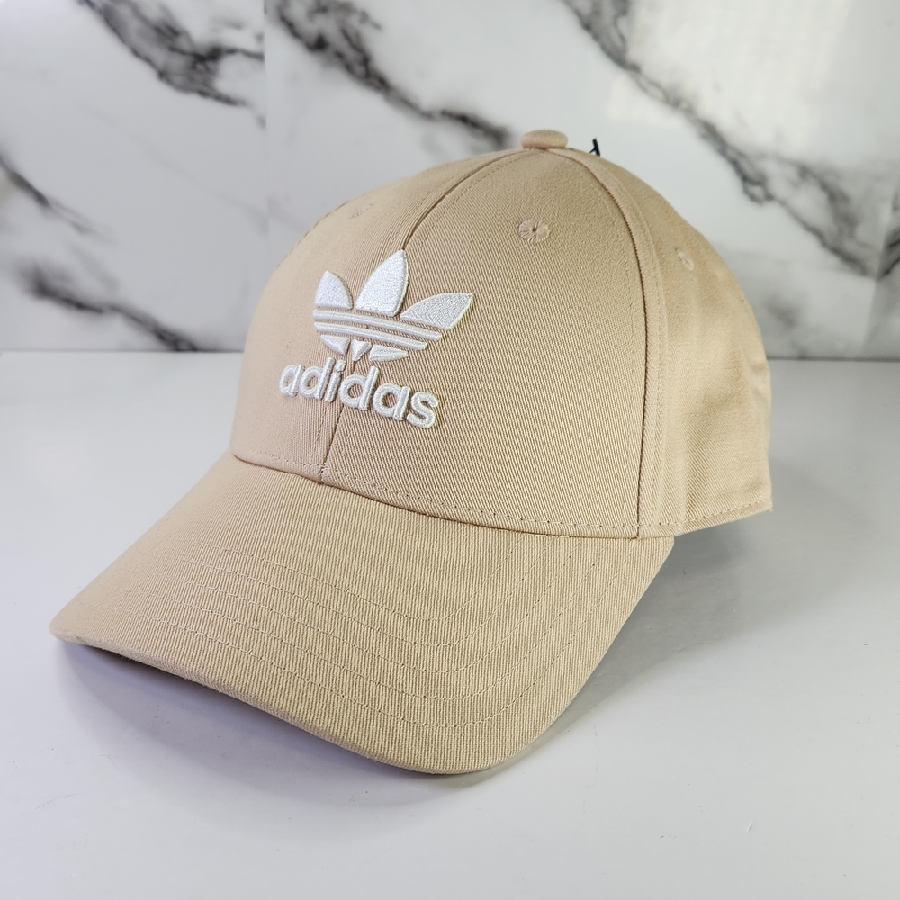 Adidas Trefoil Baseball Cap in Beige. Adjustable Hat